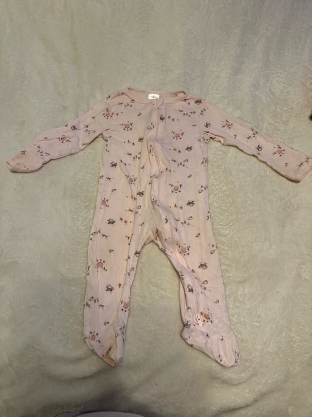 Gerber Light Pink Floral & Animal Footed One-Piece
